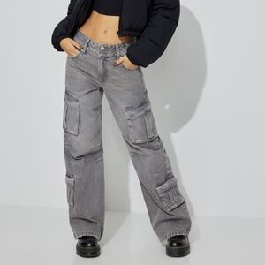 NWT Garage Size 11 Grey High Rise Wide Cargo Jeans